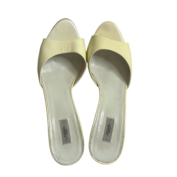 PRADA Patent Leather Peep Toe Heel Off-White 38.5 - Picture 2 of 15